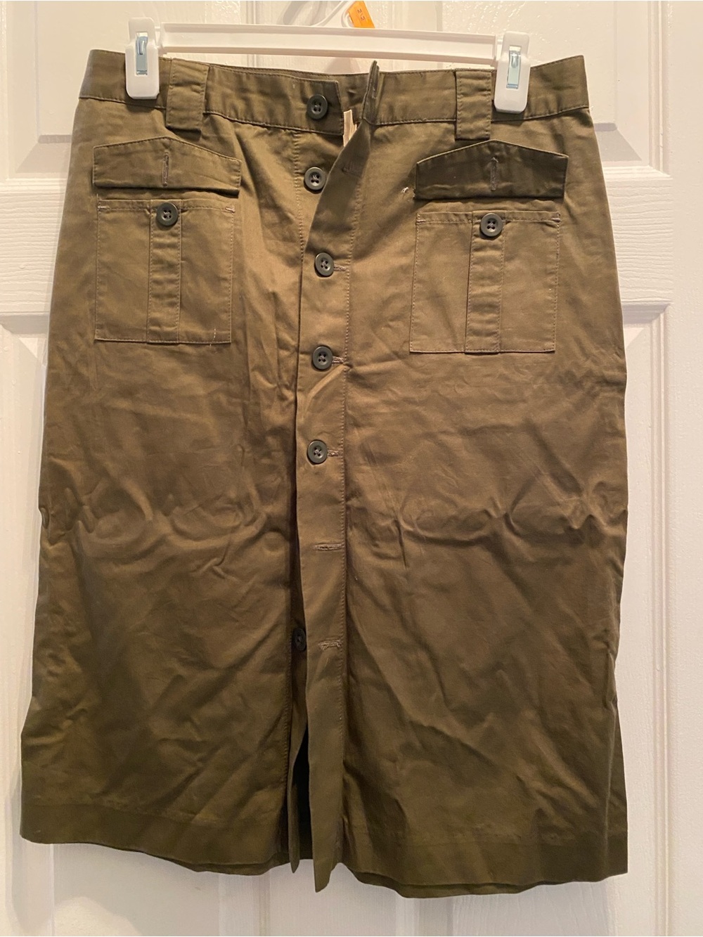 GAP Olive Green Button-Front Midi Skirt